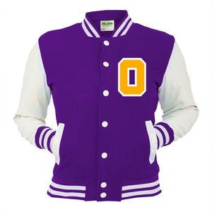 Blouson universitaire violet et blanc pour femme, manches longues, avec patchs lettres, col rabattable, boutonnage, coupe courte, vêtement d'extérieur automne - Product Image 6