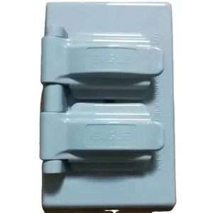 Weatherproof Box with Double Outlet - Grey Plastic Duplex Receptacle Self-Closing