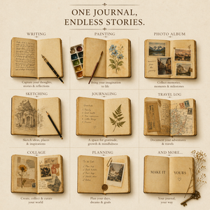 NEW ERA Retro Handcrafted Genuine Leather Hardcover 2-Hole Loose Leaf Notebook Journal Sketchbook Handdrawn Sketch <b>Pad</b> - Product Image 5