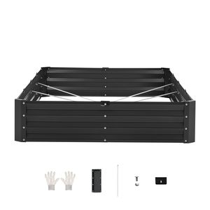 Fioriera Rialzata Grande da Esterno in Metallo Zincato 8 x 4 x 1 piedi con Fondo Aperto e Funzionalità Anti-Parassiti - Product Image 5