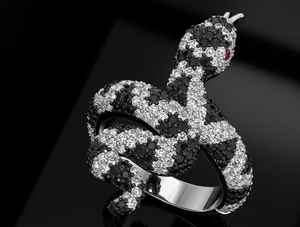 925 Sterling Silver Snake <b>Ring</b> Iced Out Hip Hop Statement <b>Ring</b> 10K 14K Gold Finish <b>CZ</b> Diamond Rapper Jewelry for Men - Product Image 5