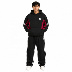 Sudadera con Capucha Personalizada con Bloques de Color y Rayas, Sudadera Oversize de Forro Polar, Estilo Casual Urbano, Chándal, OEM ODM - Product Image 1