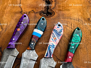 Couteaux de chasse et de dépecage UA Supplies Factory Outlet – Vente en gros à bas prix, approvisionnement en vrac, lame fixe en acier Damas, manche en bois et résine - Product Image 3