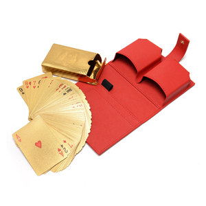 MAKUM INTERNATIONAL Baraja de Cartas de Una Sola Cara con Imán, Estuche Duradero de Cuero PU Ecológico, Caja Desmontable para Bridge y Póker - Product Image 1