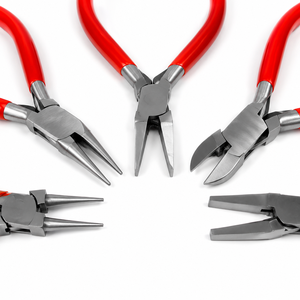 Jewelry <b>Pliers</b> <b>Set</b> 5Pcs Stainless Steel Red Handle For DIY Jewelry Making Tools - Product Image 2