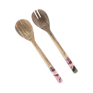 Hot Selling Gorgeous Tableware Salad Server Large Spoon and Fork <b>Set</b> of 2-Pcs Resin Handle Mini Salad Server Wooden <b>Flatware</b> <b>Set</b> - Product Image 6