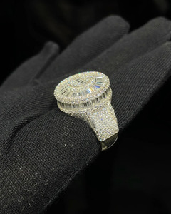 Anillo de compromiso de plata de ley 925 con moissanita baguette de moda para hombre, chapado en rodio, estilo hip hop, regalos de aniversario, anillos Bustdown - Product Image 3