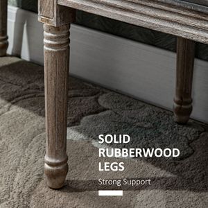 Panca Ottomana Imbottita in Tessuto Grigio con Design Trapuntato per Soggiorno, Camera da Letto, Corridoio, con Gambe in Legno di Gomma per Casa e Ufficio - Product Image 5