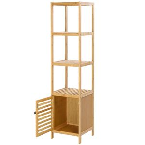 Scaffale da Bagno a 5 Ripiani in Bambù 100%, Mensola Multifunzionale Regolabile, Scaffali Naturali Multifunzionali per il Bagno - Product Image 3