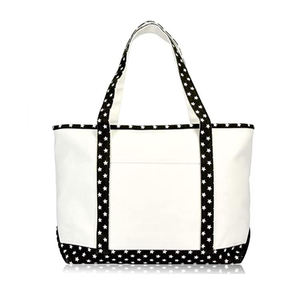 Heavy Duty Nautical Cotton Canvas Boat Tote <b>Bag</b> <b>Large</b> Capacity Reusable Shopping Handbag with Front Pocket - Product Image 6