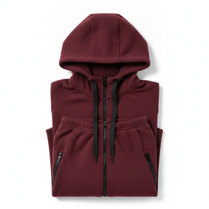 Ensemble de sport pour homme en molleton technique de haute qualité, pantalon de jogging coupe ajustée et sweat à capuche zippé intégral, OEM - Product Image 3