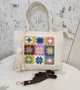 Bohemian Straw Tote Bag Crocheted Shoulder Handbag Large Capacity Zipper <b>Beach</b> Travel Bag for Women - Product Image 2
