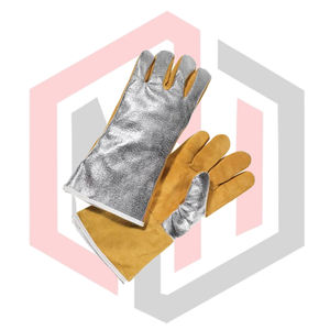 <b>Heat</b> Resistant Anti-static Silicone-Free Gloves Split Leather Aluminized <b>Back</b> Anti-Slip Tear-Resistant Breathable Gloves - Product Image 4