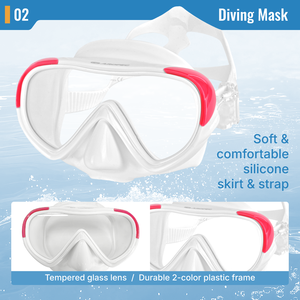 Masque de plongée professionnel OEM à lentille unique en verre trempé avec sangle à ajustement rapide pour la plongée avec tuba et la natation - Product Image 2