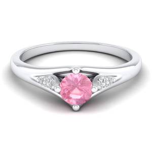 Anillo Solitario REYES para Mujer, Plata de Ley 925, Corte Brillante Redondo, con Morganita de 0.5 Quilates y Moissanitas - Product Image 5