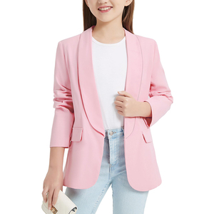 เสื้อเบลเซอร์แขนยาวสีชมพูสำหรับผู้หญิง ชุดนักเรียนสีพื้น ชุดสำเร็จการศึกษา ชุดสูททางการ เสื้อเบลเซอร์เด็ก - Product Image 1