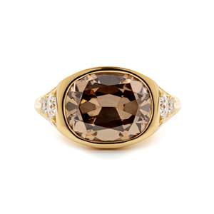 Bague de luxe en or jaune 14 carats avec diamant champagne, élégante bague solitaire à taille coussin avec diamant de laboratoire pour femme, certifiée IGI - Product Image 2