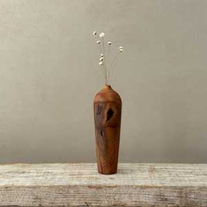 Jarrón de Madera Natural Hecho a Mano, Jarrón de Madera Maciza para Flores, Decoraciones de Bambú para Bodas - Product Image 3