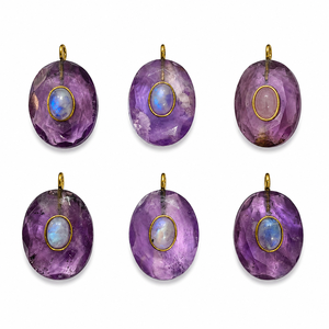 High Quality Natural Amethyst Faceted Oval Loose Gemstone <b>Pendant</b> Jewelry Making Purple Crystal Stone <b>Bail</b> Unisex Trendy - Product Image 1