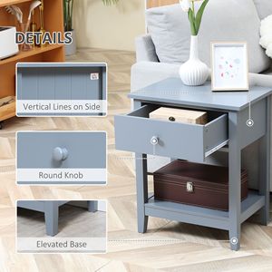 Comodino Moderno ed Elegante Grigio con Cassetto e Ripiano per Camera da Letto o Soggiorno - Product Image 4