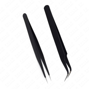 2 <b>Pc</b> Black S & I Shape Eyelash Tweezers <b>Set</b> Stainless Steel Professional Lash Extension Tools Wholesale Private Label - Product Image 4