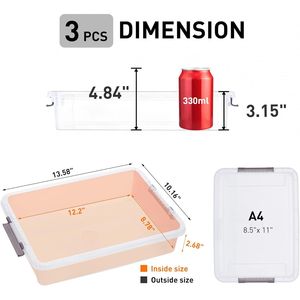 Set di 3 Contenitori di Plastica Trasparente con Coperchi a Chiusura, Scatole Portatili per Progetti, Contenitori Impilabili per Organizzazione - Product Image 2