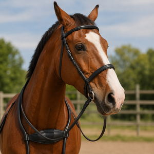 Bridon double pour cheval, durable, de haute qualité, en cuir souple, réglable, pour l'entraînement et la compétition. - Product Image 6