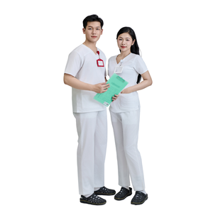 Alta calidad Scrub médico mujer Scrub tops diseños blancos uniformes de enfermería estiramiento Hospital ropa hombres/mujeres OEM/ODM-bajo MOQ - Product Image 1