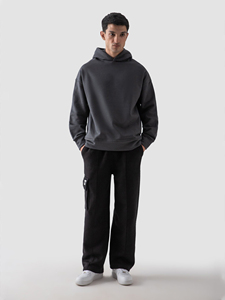 Sweat-shirt à capuche surdimensionné pour homme, couleur unie, en molleton de coton, décontracté, pour l'automne, coupe classique, pull tricoté - Product Image 3