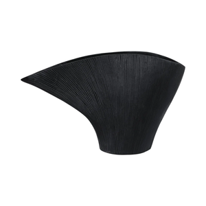 Minimalist Black Metal Vase with Ribbed Design for Tabletop Flower Arrangement Wedding Decor - Product Image 5
