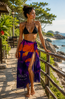 Pareo de Playa con Estampado de Palmeras al Atardecer en Río de Janeiro, Brasil, para Mujer, Maxi Sarong, 1 Pieza, Poliéster con Estampado Digital