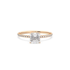 แหวนเพชรทรง Asscher ขนาด 1.31 กะรัต เพชรเลี้ยงในห้องปฏิบัติการ ประดับด้วยวงแหวนรอบเพชรแบบซ่อน ตัวเรือนทองคำแท้ 14K เพชร HPHT CVD เครื่องประดับชั้นดี - Product Image 2