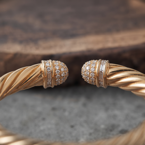 Custom Cable Cuff <b>Bangle</b> <b>Bracelet</b> With Micro Pavé Round And Baguette Moissanite Stone <b>Bracelet</b> 925 Silver Gold Plated <b>Bracelet</b> - Product Image 5