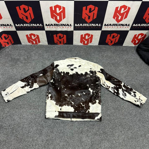 เสื้อแจ็คเก็ตหนังวัวแท้ลายสัตว์สำหรับผู้ชาย ปกคอพับ ซับในขนสัตว์เทียม เสื้อโค้ทหนังหนาสองด้าน สวมใส่สบายในฤดูหนาว - Product Image 6