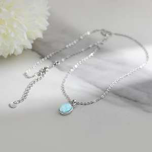 จี้รูปไข่ลาริมาร์ธรรมชาติ ตัวเรือนเงินแท้ 925 ประดับพลอยสีน้ำเงิน สำหรับผู้หญิง เป็นของขวัญ - Product Image 2