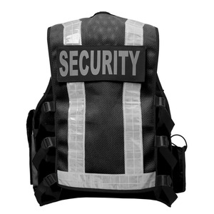 Chaleco de Seguridad de Alta Visibilidad Rojo y Negro con Cremallera Frontal Reflectante, Chaqueta de Trabajo Unisex con Bolsillos y Parche con Logotipo - Product Image 6