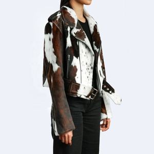 Women's Premium Handmade <b>Corduroy</b> Cotton Filled Quilted Cow Skin Leather <b>Jacket</b> Breathable Natural Cow Print Winter - Product Image 2