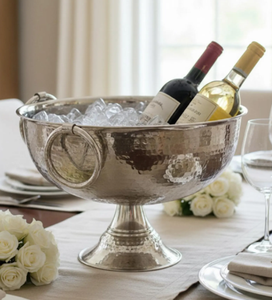 Enfriador de Vino de Plata Hecho a Mano con Asas de Anillo, Cubitera Grande de Metal para Bebidas, Ideal para Bares, Fiestas y Decoración del Hogar - Product Image 1