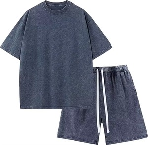Conjunto de Ropa Deportiva Informal de Verano, Personalizado, Holgado, Transpirable, 100% Algodón, de Manga Corta, Dos Piezas, Camiseta y Pantalones Deportivos - Product Image 2