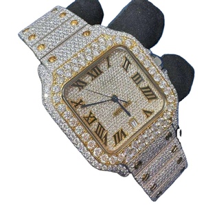 นาฬิกาควอตซ์หรูหราสไตล์ฮิปฮอป ตัวเรือนสแตนเลส ประดับเพชรโมอิสซาไนต์ VVS กระจกแซฟไฟร์ สายหนัง พร้อมฟังก์ชั่นโครโนกราฟ เหมาะสำหรับใช้ในธุรกิจ - Product Image 1