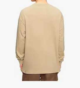STELLAR <b>Men</b> Beige Long Sleeve O-Neck Casual T-<b>Shirt</b> with Pattern Polyester/Cotton Knitted Fabric Breathable & Eco-Friendly - Product Image 1