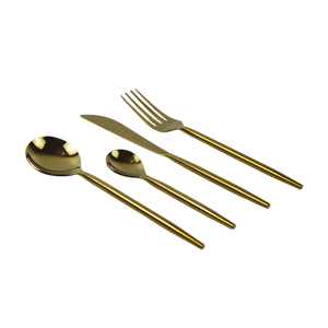 Juego de Cubiertos de Latón Martillado, 4 Piezas, con Acabado Espejo y Baño de Oro, para Uso Doméstico, en Restaurantes y Hoteles, Juego de Cubiertos de Alta Calidad - Product Image 4