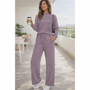 Ensemble décontracté 2 pièces pour femme : haut à manches longues et pantalon large avec cordon de serrage - Product Image 6