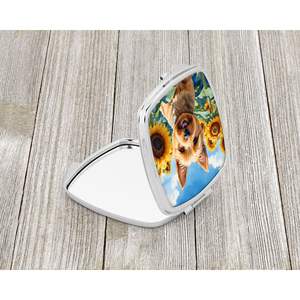 Norwich Terrier girasoles compacto viaje maquillaje espejo de mano plegable bolsillo espejo decorativo para mujeres y niñas regalo - Product Image 2