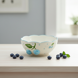 Bol à salade de qualité supérieure 3460988C-15 en porcelaine fine, motif bleu myrtille estampé et nouveau design - Product Image 2