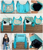 Tas Selempang Kulit Sapi Asli Ukiran Tangan dengan Harga Grosir, Dilengkapi Tas Bahu Senada Motif Bunga, Set Tas Selempang untuk Wanita