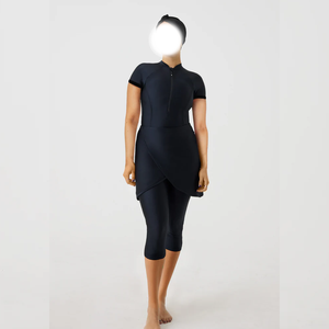 Traje de Baño Musulmán Personalizado, Ecológico, Transpirable, de Poliéster/Nailon, con Cierre Frontal, de Secado Rápido, para Mujer, Modesto, de Cobertura Completa y Corte Alto - Product Image 1