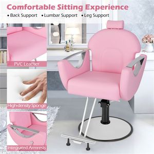 Poltrona da Barbiere Ergonomica Girevole a 360 Gradi con Pompa Idraulica, Leggera, Rosa, Arredamento per Salone, Ideale per Scuole - Product Image 6