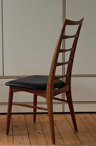 Premium Solid Timber Dining <b>Chair</b> Contemporary <b>High</b> Ladder Backrest <b>Black</b> Fabric Cushioned Accent Seating Restaurant - Product Image 3