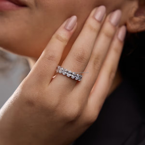 อีเทอร์นิตี้แบนด์อีจีไอ/เจียเครื่องประดับเพชรสำหรับปลูกในห้องแล็บวงรีแหวนทอง14K สำหรับงานหมั้นของผู้หญิงวง - Product Image 4